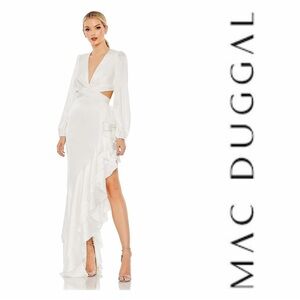 Mac Duggal Asymmetric Cutout Ruffled Gown Sz: 6